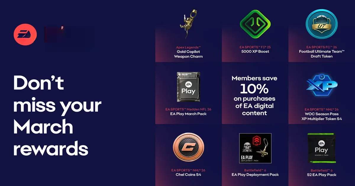 EA Play March 2026 Rewards: F1 25 Joins Full Library Lineup
