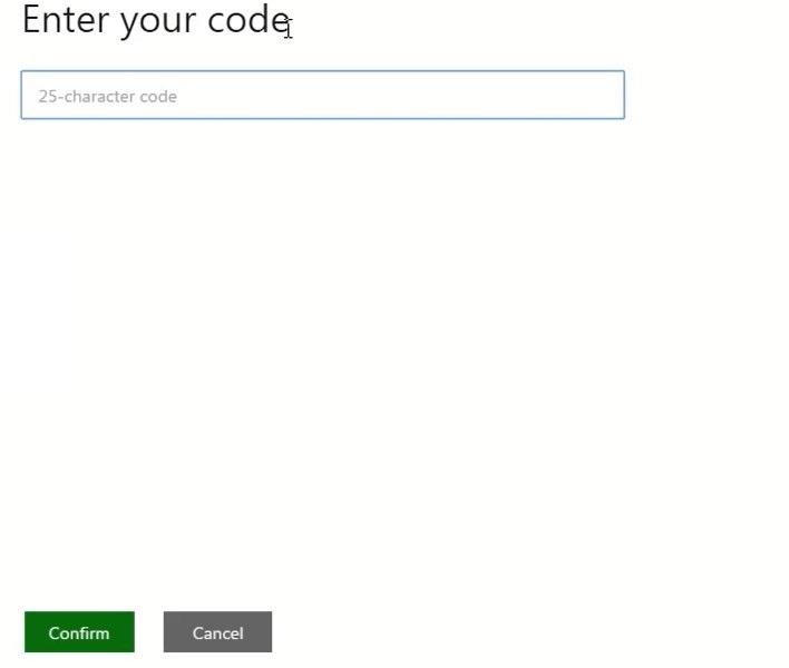 Step 4: Enter your 25-character code