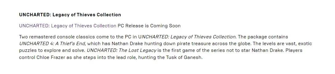 Epic Games Accidentally Reveals Uncharted PC Release Date