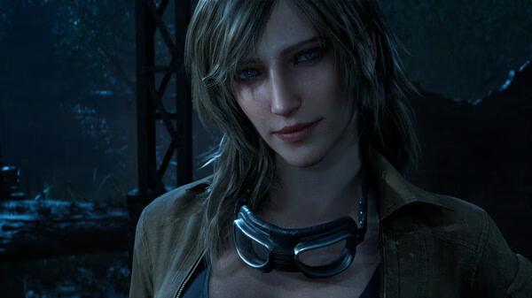 A screenshot from METAL GEAR SOLID Δ: SNAKE EATER showing a close-up of a character with blonde hair and goggles at night.
