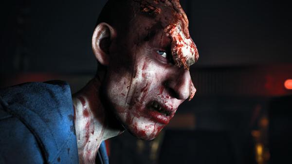 A gruesome zombie with bloodied features is highlighted in this "No More Room in Hell 2" screenshot.
