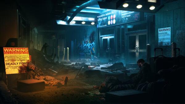 A dark, eerie subway station filled with debris and survivors in 'No More Room in Hell 2' screenshot.