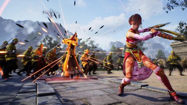 DYNASTY WARRIORS 3: Complete Edition Remastered screenshot shows a female warrior fighting soldiers in battle.