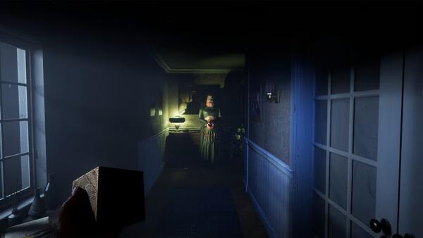 screenshot of Clive Barker's Hellraiser: Revival showing a woman in a dark hallway.