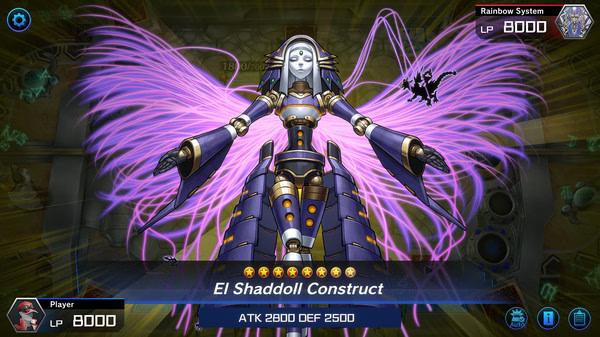 Screenshot from Yu-Gi-Oh! Master Duel showing the card "El Shaddoll Construct" with ATK 2800 and DEF 2500 in play.