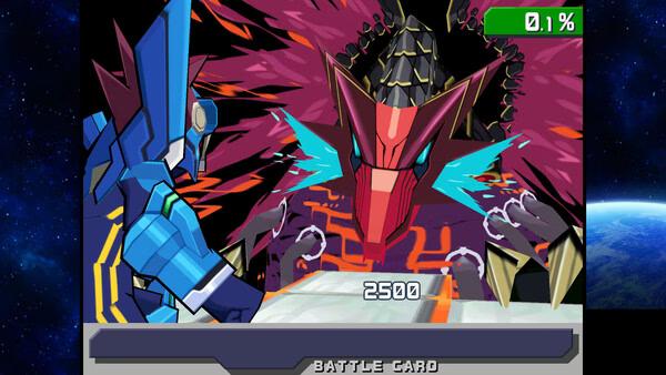 Screenshot from Mega Man Star Force Legacy Collection showing a blue-armored character battling a dragon-like enemy with a 2500 HP bar.