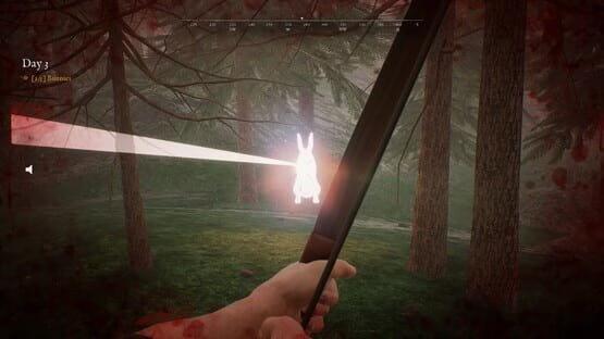 Screenshot from Bunny Hurling showing a glowing bunny being targeted in a forest setting on Day 3.