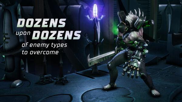 Screenshot from Warhammer 40,000: Rogue Trader showing an armored warrior with glowing green accents in a futuristic setting.