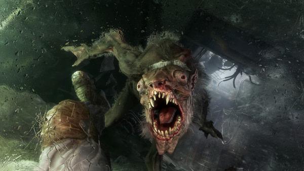 A fierce mutant lunges in a dark, atmospheric tunnel in this Metro Exodus screenshot, showcasing the game's intense survival elements.