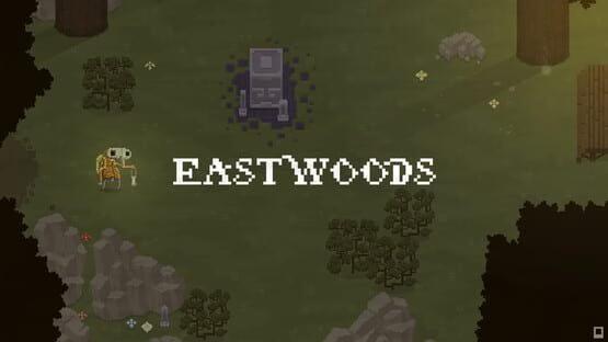 Screenshot of Moonrise Fall showing the Eastwoods area with a stone structure and trees scattered around.