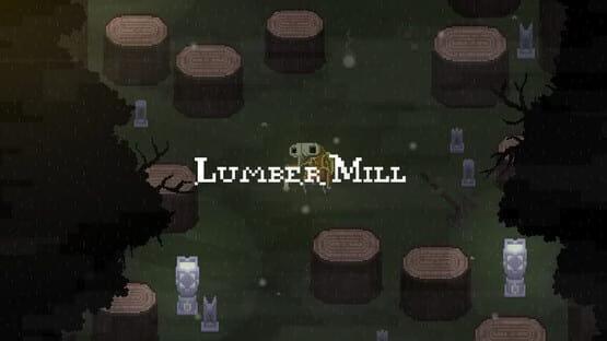Screenshot from Moonrise Fall showing a forest scene with tree stumps, surrounded by mysterious stone statues.