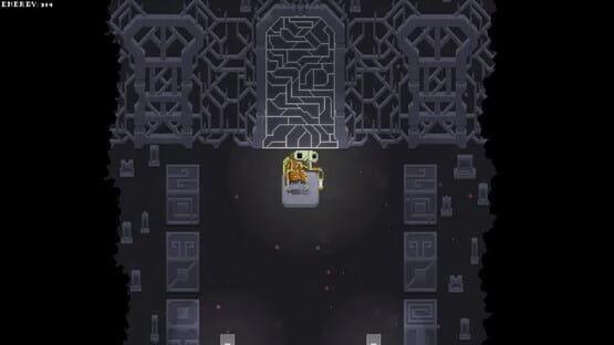 Screenshot from Moonrise Fall showing a character standing on a glowing platform surrounded by intricate, dark structures.