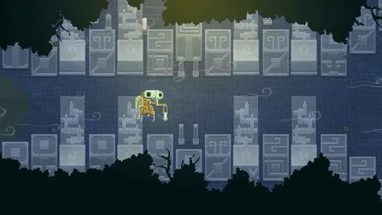 Screenshot of Moonrise Fall showing a character with a backpack walking down a path surrounded by stone structures.