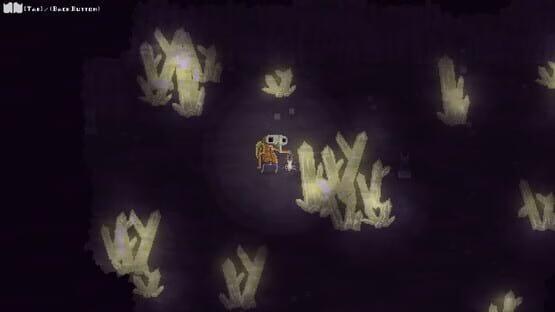 Moonrise Fall screenshot: A character with a lantern explores a dark environment surrounded by glowing plants.