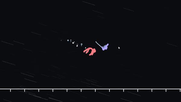 Screenshot from 'Your Only Move Is HUSTLE' showing two pixel characters mid-action against a dark background.