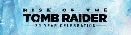 Rise of the Tomb Raider screenshot: Title screen displays "20 Year Celebration" with icy blue background and bold black text.