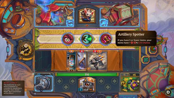Screenshot of The Bazaar showing a card game interface with various cards and stats displayed on the screen.