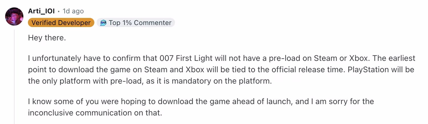 Developer Confirmation