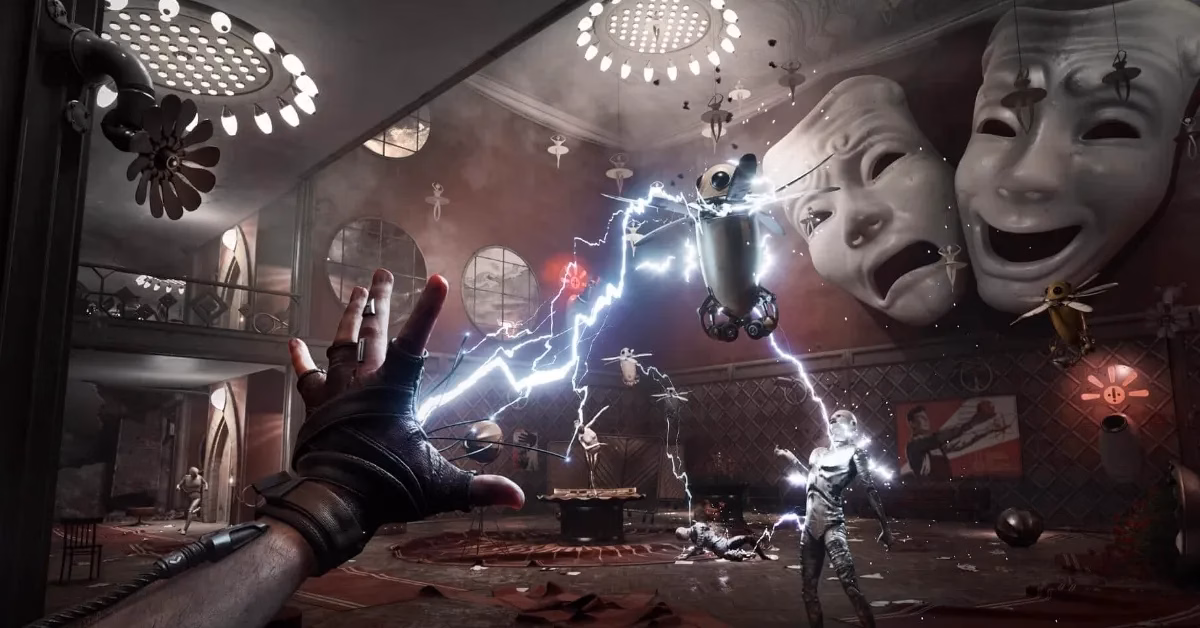 Atomic Heart promotional banner showing futuristic combat scenes