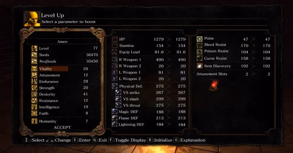 Leveling up your character