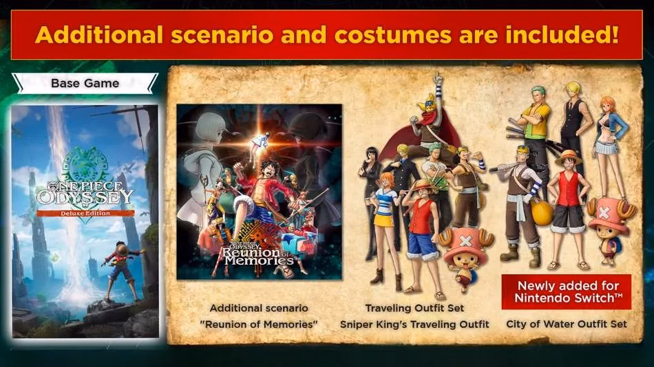 One Piece Odyssey gameplay showing the Straw Hat crew