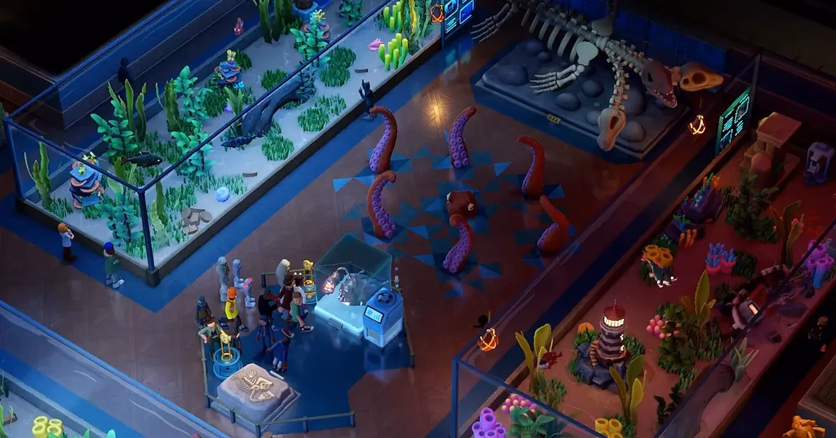 Two Point Museum Update 5.0 showcase featuring DREDGE collaboration and Meat Wizard content