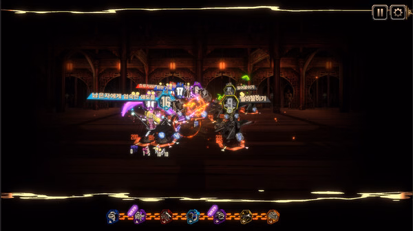 Screenshot from Limbus Company showing an intense battle scene with multiple characters and vibrant combat effects.