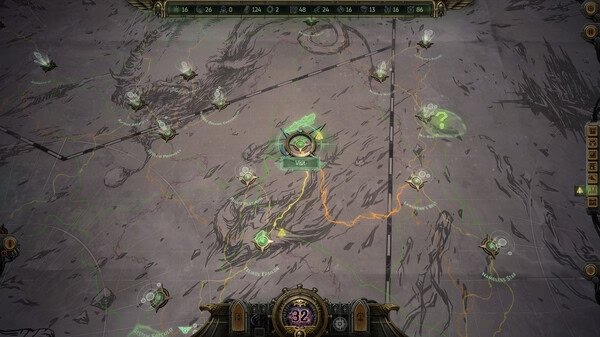 Screenshot of Warhammer 40,000: Rogue Trader showing a map view with various marked locations and a highlighted area labeled "Vox."