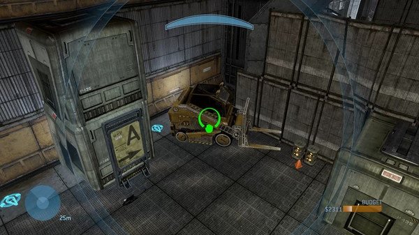 Halo: The Master Chief Collection screenshot showing a vehicle in a metallic room, viewed through a targeting reticle on-screen.