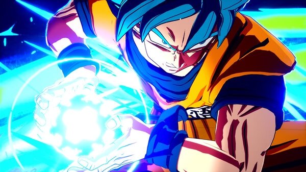 A screenshot from DRAGON BALL: Sparking! ZERO showing a character in vibrant orange clothing charging an energy attack.