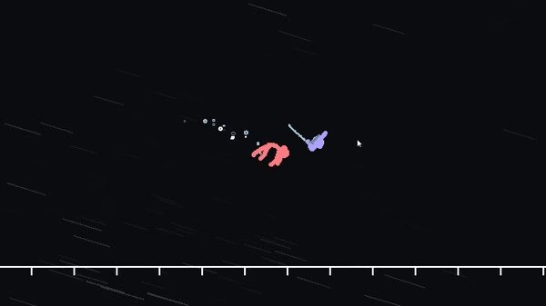 Screenshot from 'Your Only Move Is HUSTLE' showing two pixel characters mid-action against a dark background.