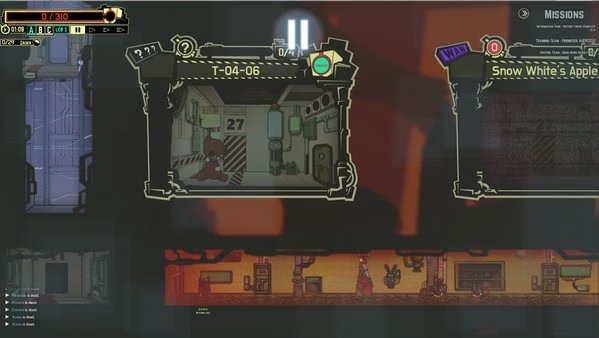 Screenshot from Lobotomy Corporation showing facility management with employees working and the mission panel on the right.