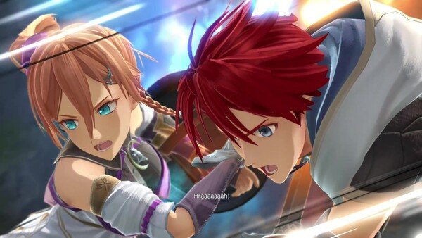 Ys X: Proud Nordics screenshot featuring two characters mid-battle, showcasing dynamic action and intense expressions.